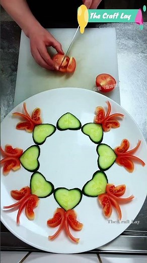 Easy Plate Garnish Design You Can Learn Instantly! 🥒🍅🌸