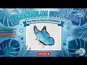 How to Draw a BEAUTIFUL BLUE BUTTERFLY ✨ Step-by-Step for Beginners. Art by Kavindi