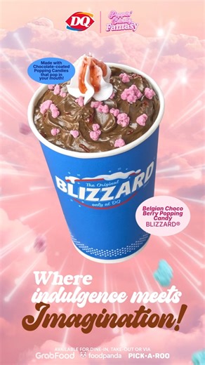 Indulgence meets imagination with Dairy Queen's Belgian Choco Berry Popping Candy Blizzard! 🍫✨ Rich Belgian chocolate soft serve sets the stage, while vibrant strawberry twists swirl through with chocolate-coated popping candies. 😋 A rhythm of flavor and textures working together to create a playful treat that feels full of movement and depth — a journey built on surprise and delight, where each scoop crackles with joy! 🍦💗 Available for dine-in, takeout, and through delivery via GrabFood, fo