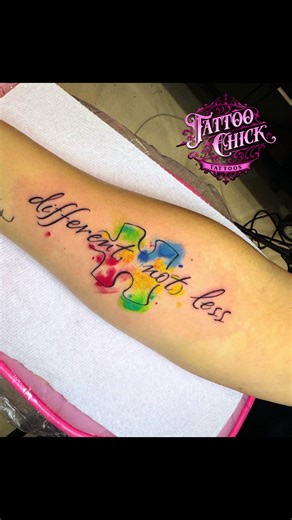 Dm me for your autism awareness tattoos! #autism #autismtattoo #colortattoo #chaoticinktattoostudio #downeytattooshop