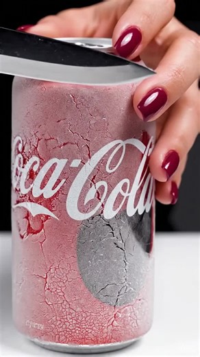 🍒❤️❄️ Watch this ELEGANT frozen Cherry Coke can being cut with matching cherry red nails! Slicing through a frozen Cherry Coke can covered in thick frost and ice crystals with a sharp metallic knife. The satisfying sounds of aluminum splitting, ice cracking, and frost shattering are incredibly luxurious! Beautiful monochrome cherry-red aesthetic with iconic Cherry Coke can and matching deep red manicure! 🍬 What you'll see: - Frozen Cherry Coke can cutting ❄️ - Sharp metallic knife slicing thro