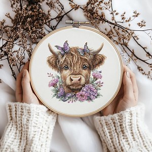Highland Cow Cross Stitch Pattern, Highland Cow Cross Stitch, Cross Stitch Pattern, Cross Stitch Kit, PDF Pattern - Etsy