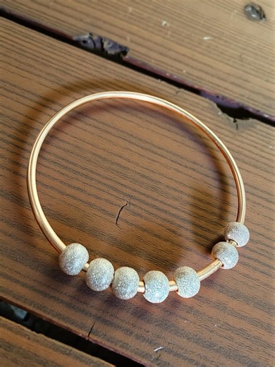 Gold Filled Fidget Spinner Bangle, Sterling Silver Beads, Calming Jewelry - Etsy