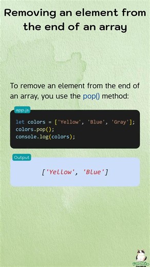 👩‍💻Removing an element from the end of an array (JavaScript Arrays)
