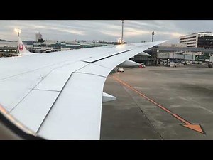 JAL B787-8 国内線仕様機 エンジンスタート〜フラップ展開 伊丹空港 機内からGEnxエンジン