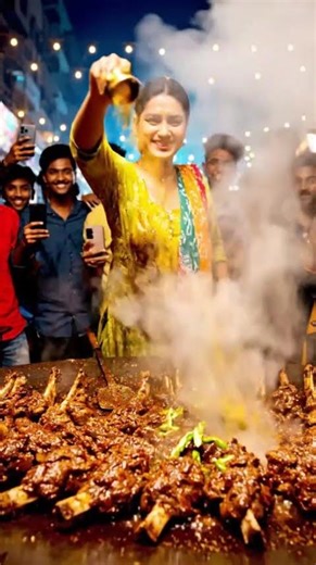 Woman Cooking Mutton Ribs on Traditional Chulha 🔥🍖 #VillageCooking #DesiFood #FoodASMR