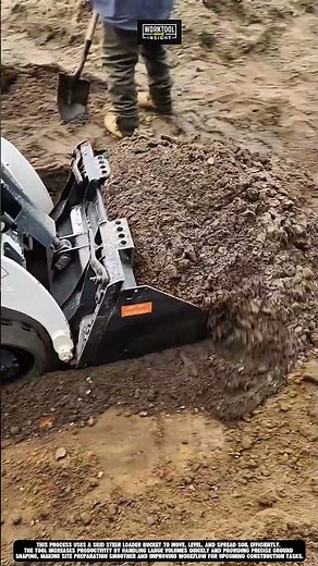 Leveling and moving soil on site using Work tool skid steer loader bucket #tool #worktool