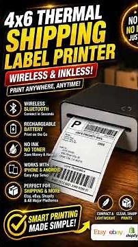 Thermal Shipping Label Printer | Wireless Bluetooth Inkless Home Printer