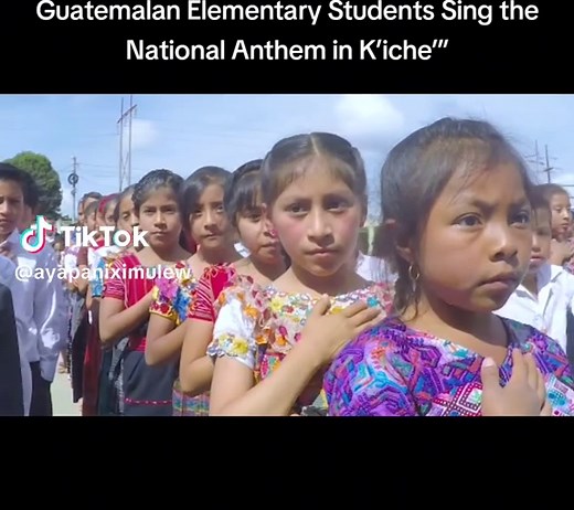 Elementary school children proudly singing the Himno Nacional de Guatemala in K’iche’. Hearing our ancestral languages in the voices of the next generation is powerful. Language lives when our children speak and sing it. 🇬🇹✨ #Kiche #MayaLanguage #Guatemala #IndigenousPride #LanguagePreservation