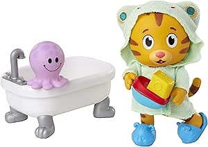 Daniel Tiger's Neighborhood Bath Time Daniel Tiger Figure is 7" Tall – Articulated Neck, Arms & Legs, Comes with Cute Frog Robe & Tigey-Shaped Slippers