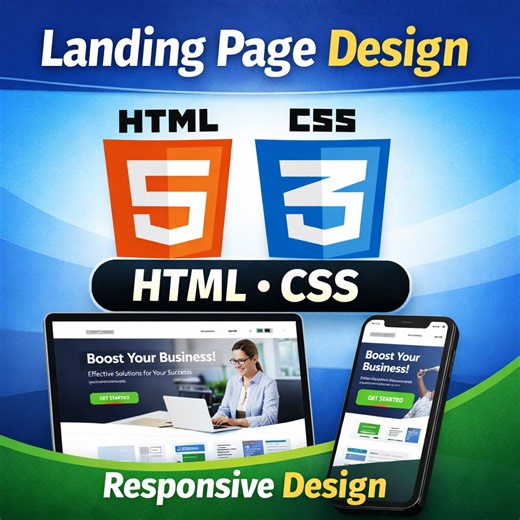 I will build responsive landing page using HTML CSS | Sikaty