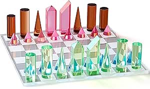 Acrylic Chess Set, 11. 8 x 11. 8 Inch Large Modern Acrylic Checkers Set Table Game Board for Adults