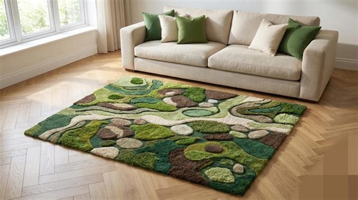 5x8 Abstract Moss Area Rug, Green Nature Inspired Carpet - Etsy