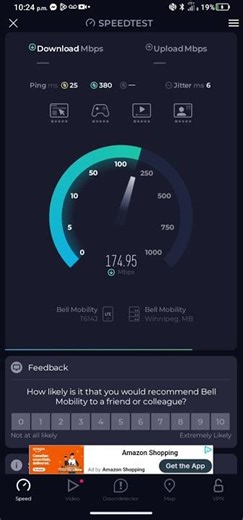 Bell LTE+ Speedtest