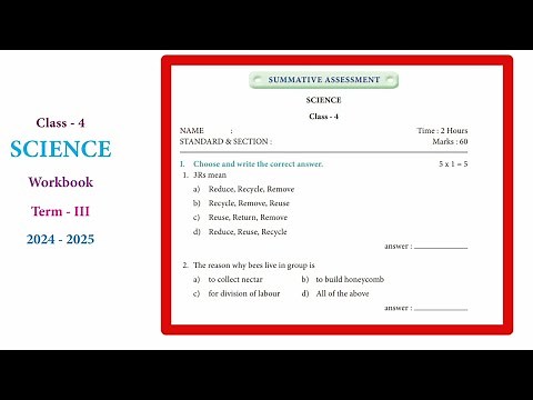 EE 4th standard science term 3 work book answers sumative assessment English medium