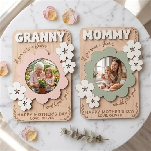 Custom Mother's Day Photo Wooden Acrylic Board, for Mom, Mother's Day Sign Grandma Flowers, Personalized Best Mom Ever Wooden Board - Etsy