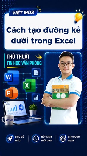 ✨️ Cách tạo đường kẻ dưới trong Excel #vietmos #tinhocvanphong #luyenthimos #excel #chungchimos