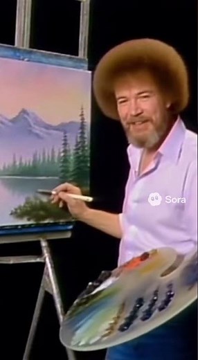 Bob Ross painting - Sora 2