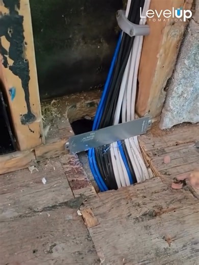 It’s what’s behind the walls that counts 🛠️ Our Missoula team is showing off the gold standard of cable pulls during this remodel! Notice those metal nail plates at the bottom? We install those to shield our speaker and network bundles from stray drywall screws later in the build. One tiny screw could take down an entire system. We make sure that never happens 🙌 #levelupautomation #homeautomation #smarthome #remodel #smarttechnology