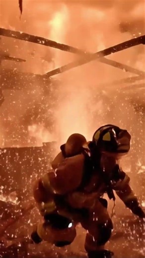 Firefighter POV: burning house Explodes dangerously
