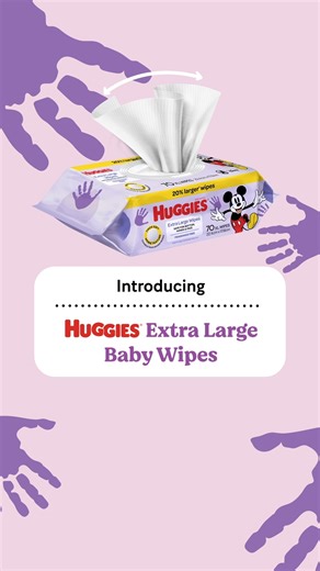 7.3K views · 7 comments | Introducing Huggies XL Wipes! They are 20% larger*, making them perfect for bigger messes. Safe for hands, face and bottom, be sure to try them out now. *Compared to Huggies Thick Baby Wipes | Huggies | Facebook