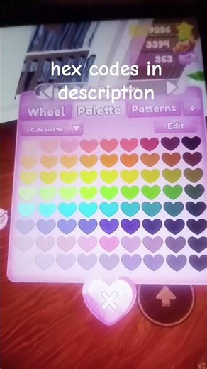 hex codes in description