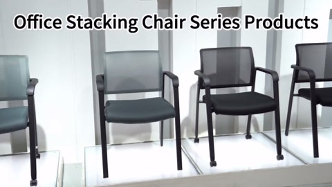 CLATINA Mesh Back Guest Reception Stacking Chair, Waiting Room Stackable Chairs with Upholstered Leather Seat & Ergonomic Lumbar Support for Office Conference School Study Church Lobby, Black, 2 Pack