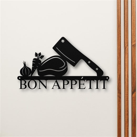 Bon Appétit Metal Kitchen Sign, Farmhouse Dining Room Wall Decor, Rustic BBQ Grill Sign, Food Quote Home Decor - Etsy