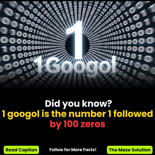 Did you know 1 googol is the number 1 followed by 100 zeros 🔢 A googol is so huge, you can’t even imagine it! #DidYouKnow #MathFacts #FunFacts #TheMazeSolution #knowledge #facts #Intresting | The Maze Solution