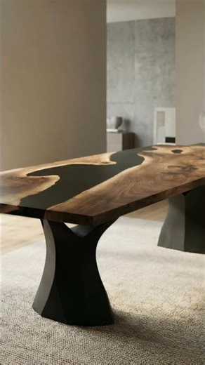 Luxury Live Edge Dining Table with Sculptural Base