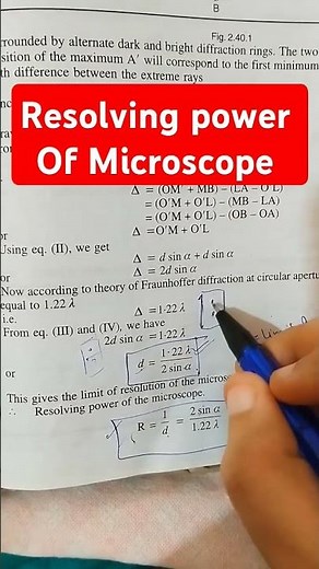 Formula of Resolving power of microscope