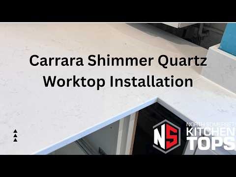 Carrara Shimmer Quartz Worktop Installation North Somerset Kitchen Tops NSKT