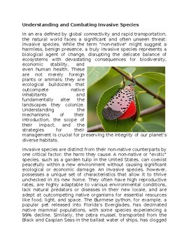 Invasive Species Environmental Science Worksheet for SubPlan & Homework