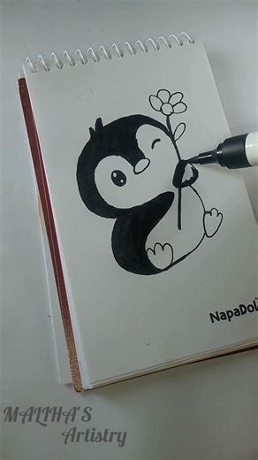 How to draw cute Penguin🐧/Easy Mini Notebook Drawing Idea/#shorts #easydrawingtutorial #notebook