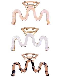Metal Hair Claw Clips 3.5 Inch Hair Clips Sinide Large Cellulose Acetate Cutout Tortoise Shell Barrettes Clips for Long Thick Thin Hair, Nonslip Hair Accessories for Women Ladies (3pcs)