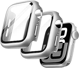 JETech Case with Screen Protector for Apple Watch Series 11/10 46mm, Overall Protective Cover, Built-in Tempered Glass Film High Sensitivity, 2 Pack (Silver)