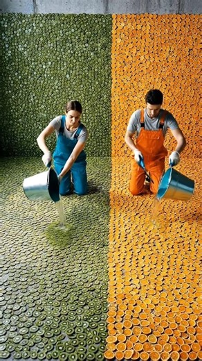 Turning My Floor Into an Epoxy Fruit Design 🍊🥝😲 #epoxyfloor #diy #epoxyresin