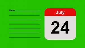 Download July 24, horizontal Green Screen Calendar Animation with Note Space for free