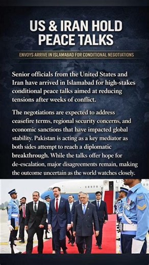 US and Iran Begin Conditional Peace Talks in Islamabad Amid Rising Middle East #shorts #usa #iran