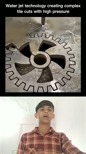 #water jet technology creating complex tile cuts with high pressure #youtubeshorts #shortvideo #