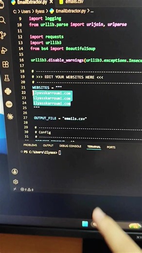 Video 139: How to Extract Emails From a List of Websites? Use This Python Script! #automation #aiautomation #tech #ai #tipsandtricks