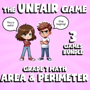 3 UNFAIR Math Games - Area & Perimeter - Grade 7 No Prep Review Activity