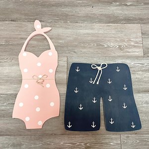 Retro Wood Bathing Suit Wall Decor: Cottage Lake House Art - Etsy