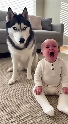 A Husky’s Howl Changed This Baby’s Mood Instantly 😂