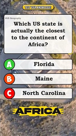 🌎Which US State is Actually Closest to the Continent of Africa? 🗺️🇺🇸 #Shorts #usaquiz #geography