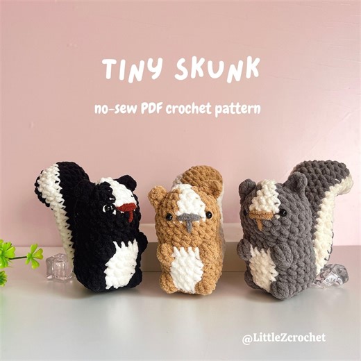 No-sew Tiny Skunk Crochet Pattern – Amigurumi Forest Animal (PDF Pattern) - Etsy