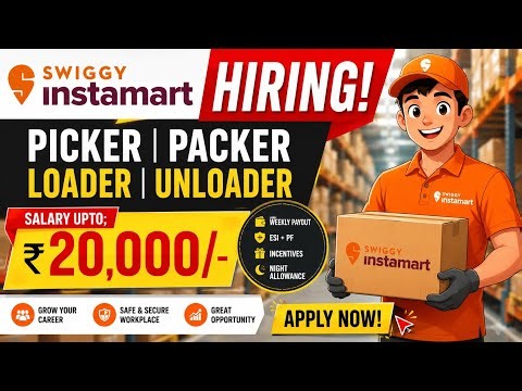 Swiggy Instamart Hiring picker Packer | packing jobs | loading unloading jobs | Hyderabad #job