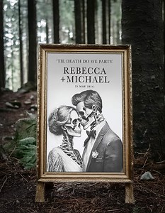 Goth Wedding Welcome Sign: Skeleton Bride & Groom (PDF) - Etsy Canada
