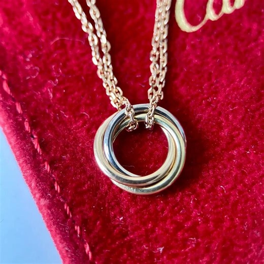18ct Gold Cartier Tri Colour Gold Trinity Pendant and Chain - Etsy UK
