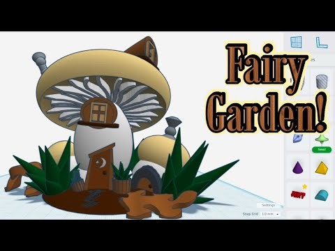 Tinkercad Tutorial, Fairy Garden Mushroom House!!! ( 3D Modeling )